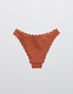 Aerie Waffle Scalloped Super High Cut Cheekiest Bikini Bottom