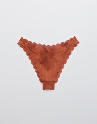 Aerie Waffle Scalloped Super High Cut Cheekiest Bikini Bottom