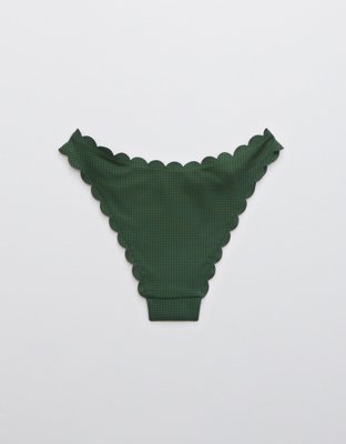 Aerie Waffle Scalloped Super High Cut Cheekiest Bikini Bottom