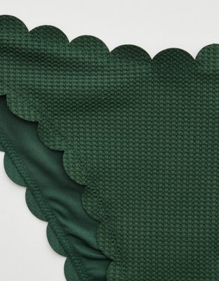 Aerie Waffle Scalloped Super High Cut Cheekiest Bikini Bottom