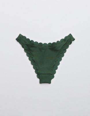 Aerie Waffle Scalloped Super High Cut Cheekiest Bikini Bottom