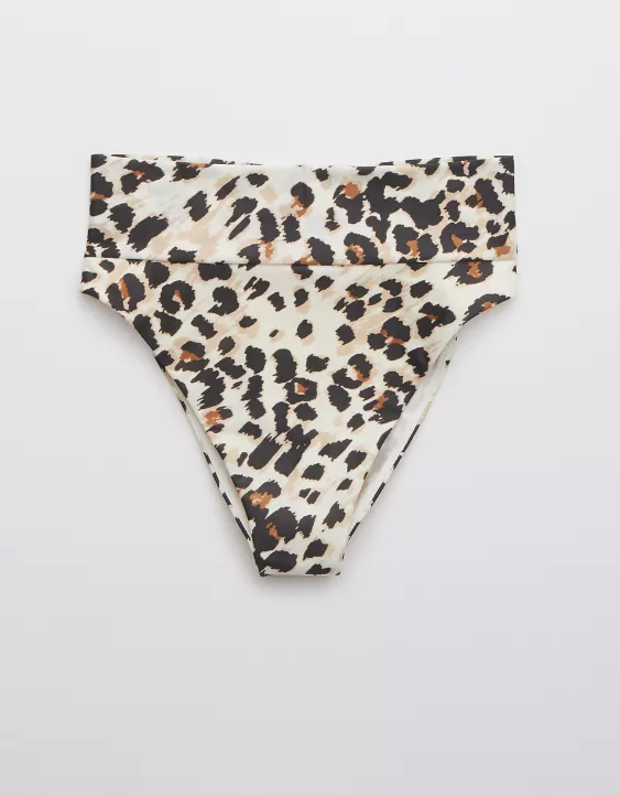Aerie Leopard High Cut Cheeky Bikini Bottom