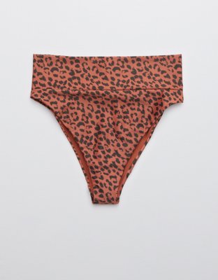 Aerie Leopard High Cut Cheeky Bikini Bottom