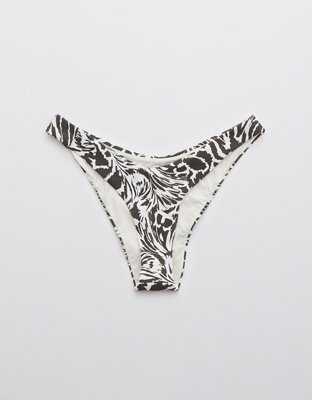 Aerie Ribbed Printed Super High Cut Cheekiest Bikini Bottom