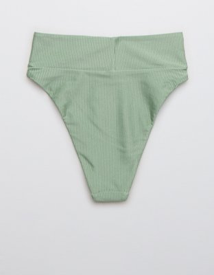 Aerie Ribbed Shine High Cut Cheeky Bikini Bottom