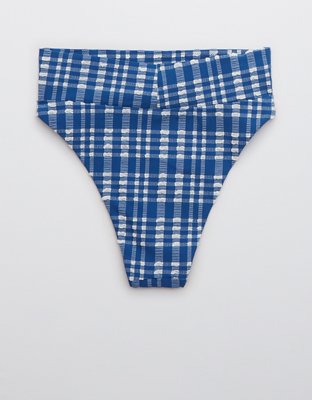 Aerie Plaid High Cut Cheeky Bikini Bottom