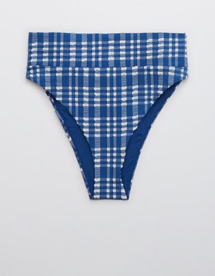 Aerie Plaid High Cut Cheeky Bikini Bottom