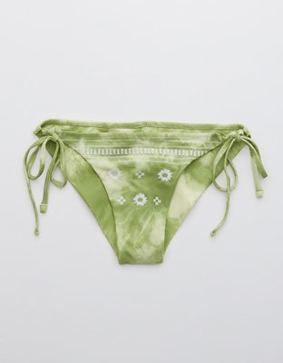 Aerie Embroidered Tie Cheekier Bikini Bottom