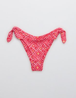 Aerie Bottom de bikini más cheeky estampado de corte superalto con lazos