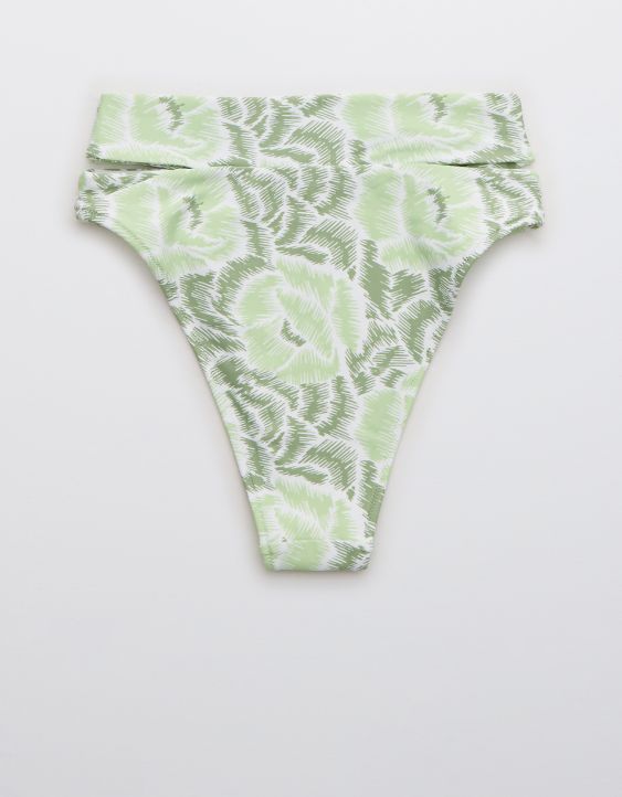 Aerie Printed Split High Cut Cheeky Bikini Bottom