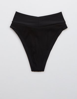 Aerie Ribbed Mix Crossover High Cut Cheeky Bikini Bottom