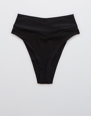 Aerie Ribbed Mix Crossover High Cut Cheeky Bikini Bottom