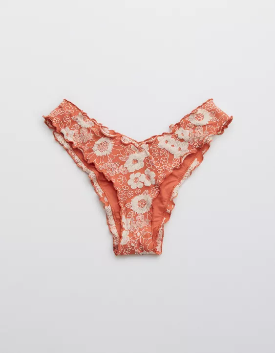 Aerie Jacquard Floral Cheekiest Bikini Bottom