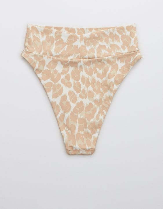 Aerie Leopard High Cut Cheeky Bikini Bottom