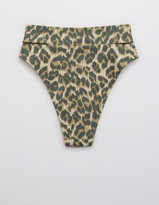 Aerie Leopard Split High Cut Cheeky Bikini Bottom