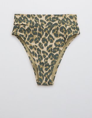 Aerie Leopard Split High Cut Cheeky Bikini Bottom
