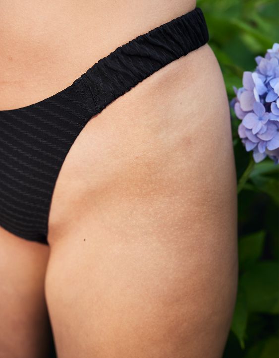 Aerie Jacquard Scrunchie Super High Cut Cheekiest Bikini Bottom