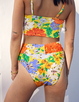 Aerie Bottom de bikini Cheeky de corte alto superpuesto