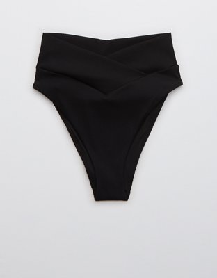 Aerie Bottom de bikini cheeky crossover de corte alto en punto elástico