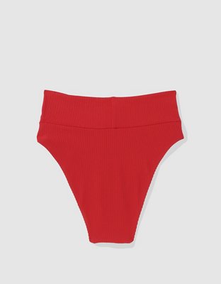 Aerie Ribbed Crossover High Cut Cheeky Bikini Bottom