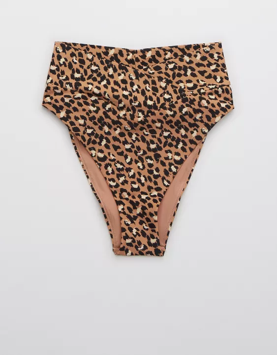 Aerie Leopard Crossover High Cut Cheeky Bikini Bottom