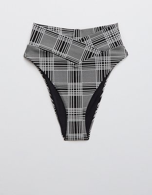 Aerie Jacquard Crossover High Cut Cheeky Bikini Bottom