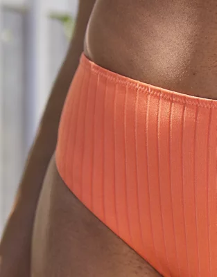 Aerie Ribbed Shine Mid Rise Cheeky Bikini Bottom