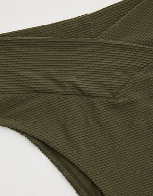 Aerie Textured Crossover High Cut Cheeky Bikini Bottom