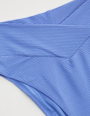 Aerie Textured Crossover High Cut Cheeky Bikini Bottom