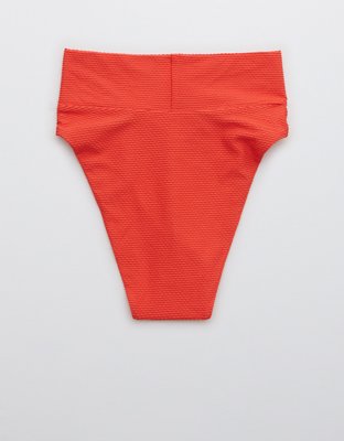 Aerie Textured Crossover High Cut Cheeky Bikini Bottom
