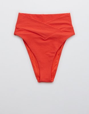 Aerie Textured Crossover High Cut Cheeky Bikini Bottom