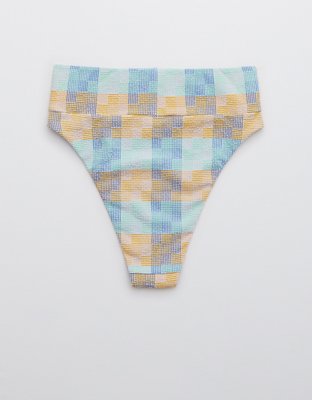 Aerie Patchwork High Cut Cheeky Bikini Bottom