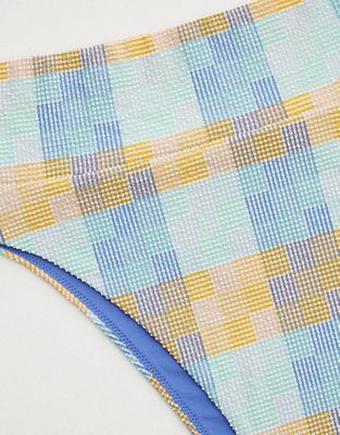 Aerie Patchwork High Cut Cheeky Bikini Bottom