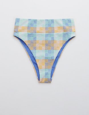 Aerie Patchwork High Cut Cheeky Bikini Bottom