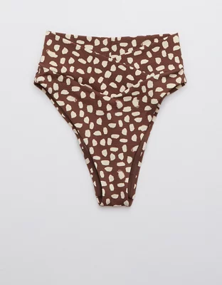 Aerie Pique Crossover High Cut Cheeky Bikini Bottom