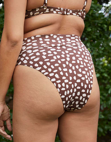 Aerie Pique Crossover High Cut Cheeky Bikini Bottom