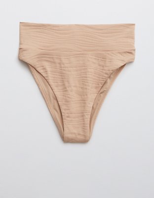 Aerie Jacquard Banded High Cut Cheeky Bikini Bottom