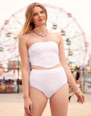 Aerie Ribbed Pocket High Waisted Cheeky Bikini Bottom