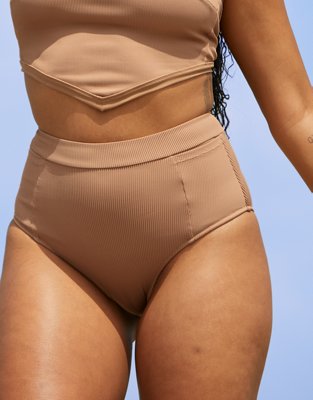 Aerie Ribbed Pocket High Waisted Cheeky Bikini Bottom