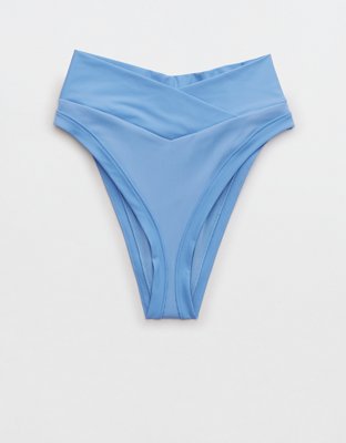 Aerie Ribbed Mix Crossover High Cut Cheeky Bikini Bottom