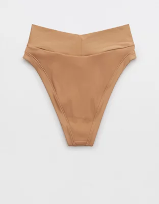 Aerie Ribbed Mix Crossover High Cut Cheeky Bikini Bottom