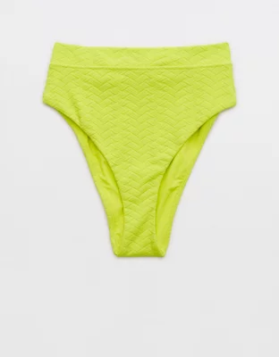Aerie Jacquard High Cut Cheeky Bikini Bottom