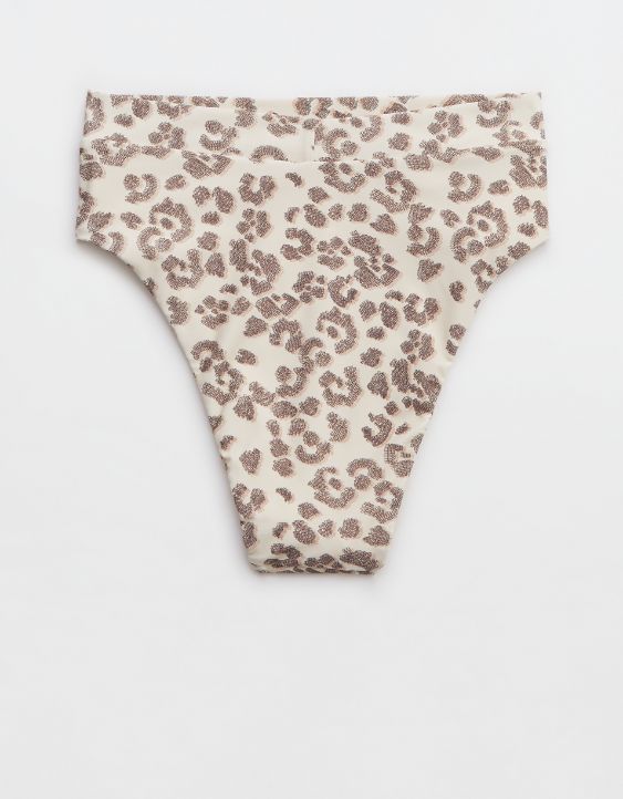 Aerie Bottom de bikini con corte alto y estampado de leopardo de diseño atrevido