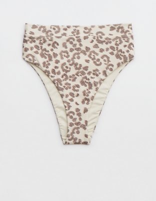 Aerie Bottom de bikini cheeky de corte alto de leopardo