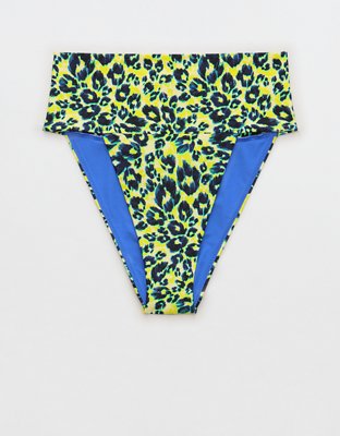 Aerie Leopard Banded High Cut Cheeky Bikini Bottom