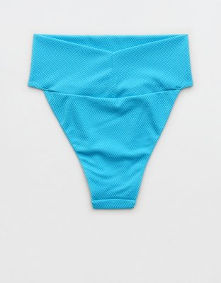 Aerie Shine Pique Banded High Cut Cheeky Bikini Bottom