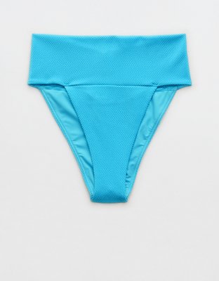 Aerie Shine Pique Banded High Cut Cheeky Bikini Bottom