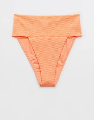 Aerie Shine Pique Banded High Cut Cheeky Bikini Bottom