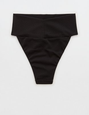Aerie Shine Pique Banded High Cut Cheeky Bikini Bottom