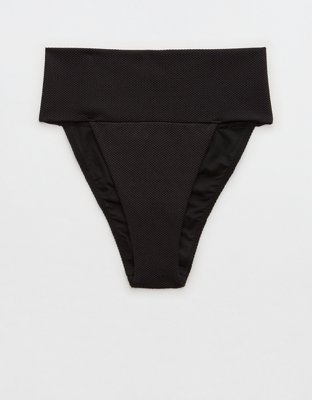 Aerie Bottom de bikini cheeky de piqué con brillo, con corte alto y tira